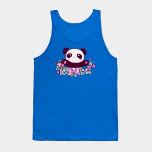 Cute Flowery Panda Tank Top